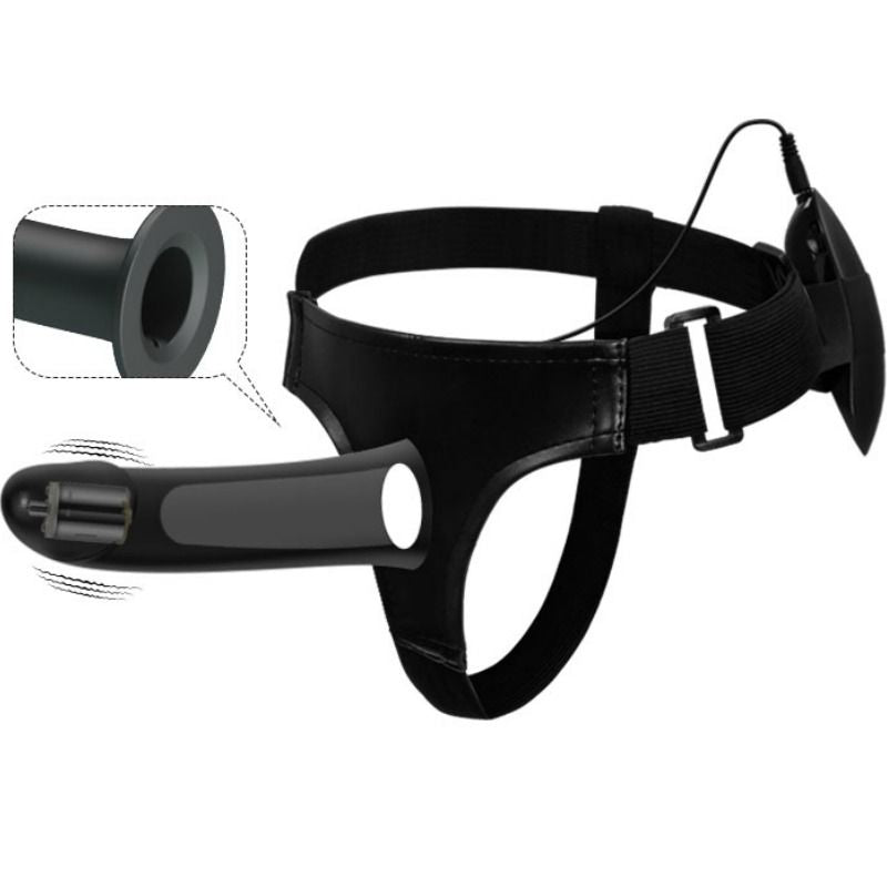 Vito Strap-On con dildo cavo vibrante e imbracatura regolabile