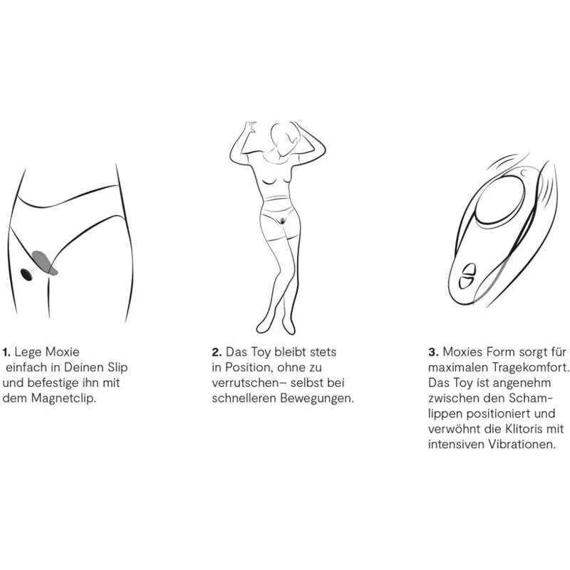 Vibrador de Roupa Interior We-Vibe Moxie+ (Aqua) — ilustrações de colocação na roupa interior