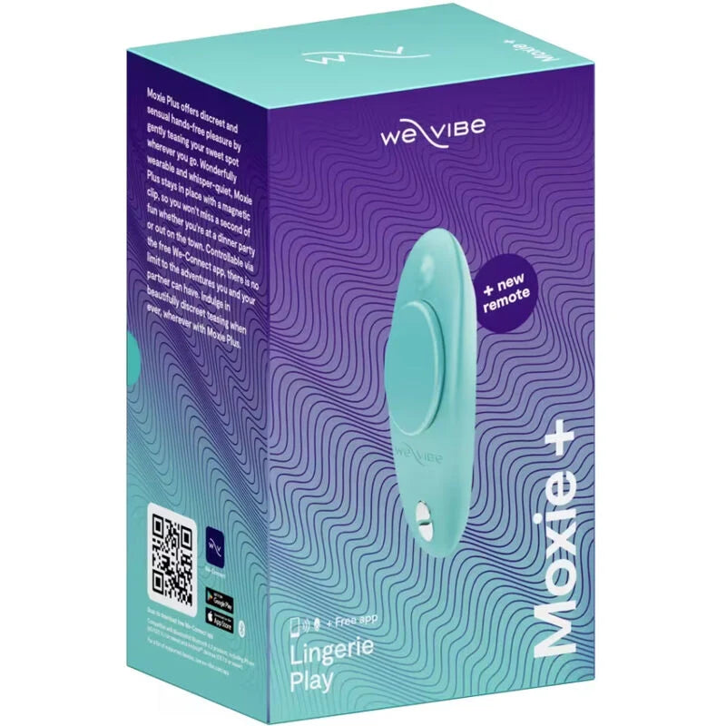Vibrador de Roupa Interior We-Vibe Moxie+ (Aqua) — embalagem vista de frente