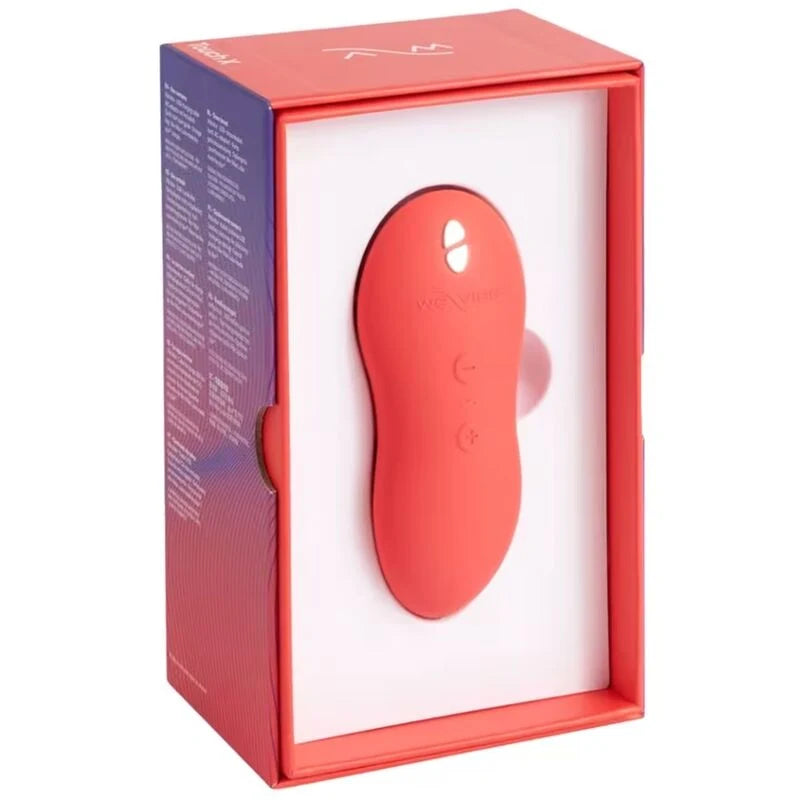 Vibrador We-Vibe Touch X (Coral) — produto dentro da caixa aberta
